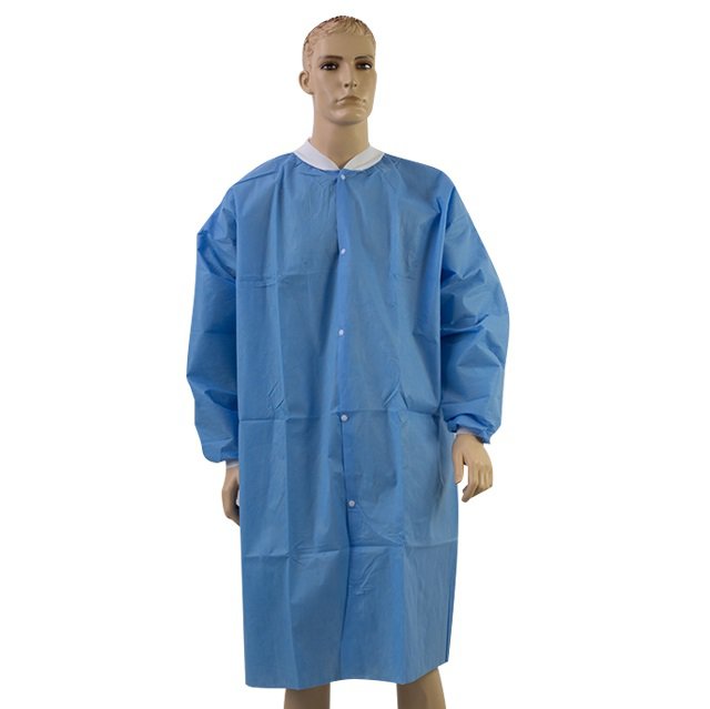 니트 커프가있는 실험실 코트 일회용 보호 니트 칼라