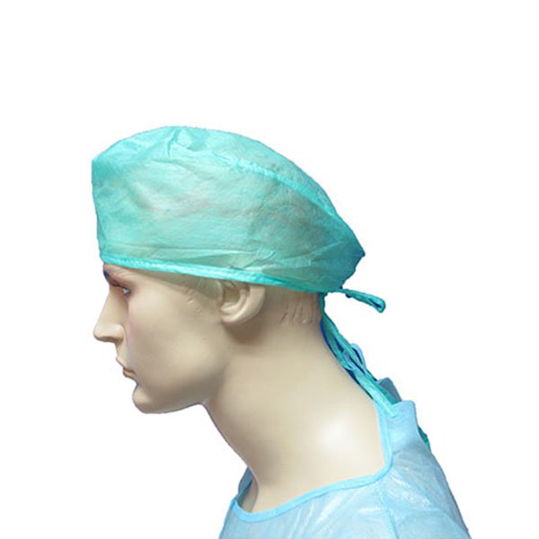 뒷면에 넥타이가있는 수제 의사 모자 일회용 부직포 모자